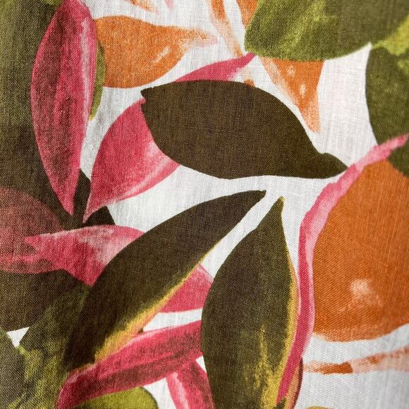 Rachel Zoe Top Womens Size Medium Colorful Floral Foliage 100% Linen Button Down - Picture 7 of 16